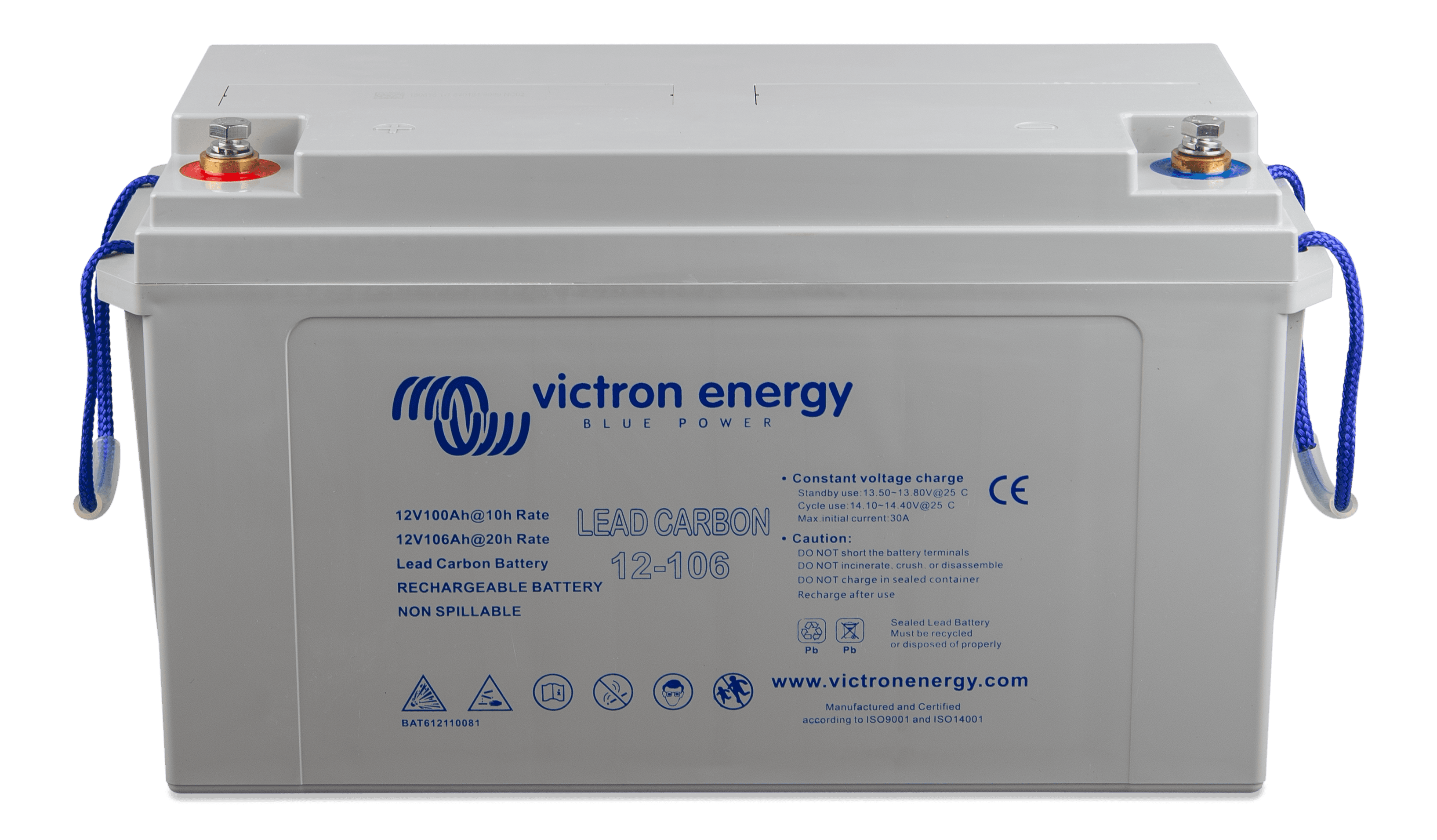 Lead-carbon battery 12V-106Ah - front angle thumbnail
